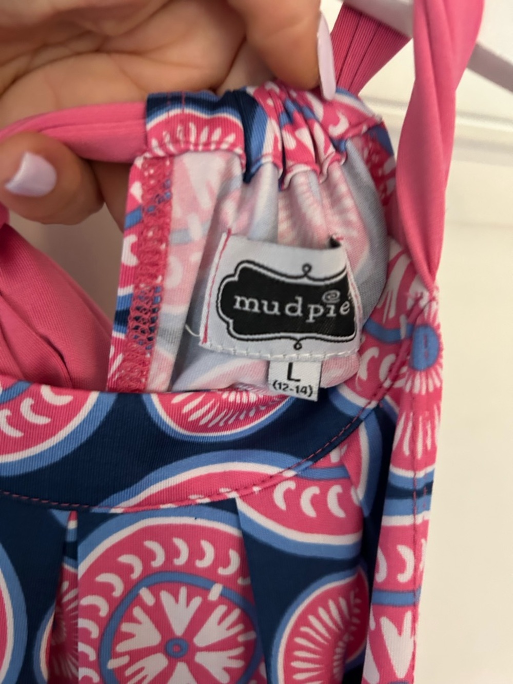 Mud Pie Navy and Pink Circular Print Maxi Dress - Picture 2 of 3